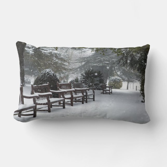Coussin Rectangle Neige d'hiver dans le parc (Recto)