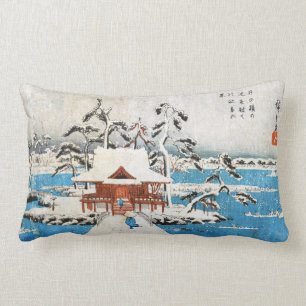 Coussin Rectangle Neige vintage japonaise fraîche de tombeau de lac