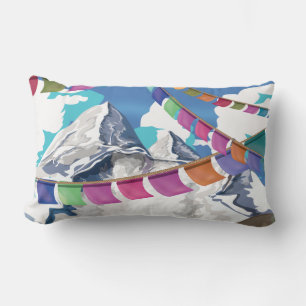 Coussin Rectangle Népal Himalaya Prière drapeaux affiche de voyage