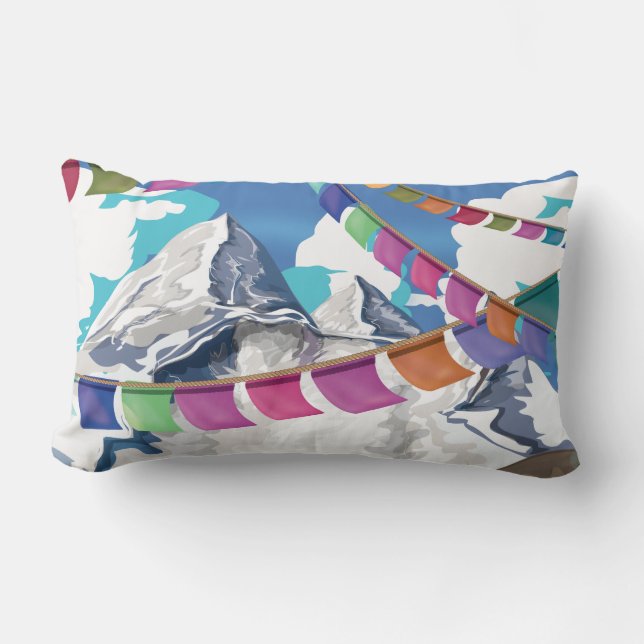 Coussin Rectangle Népal Himalaya Prière drapeaux affiche de voyage (Recto)