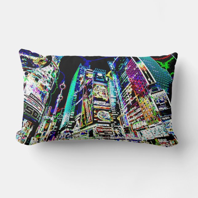 Coussin Rectangle New York City au néon (Recto)