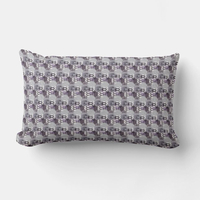 Coussin Rectangle Nid d'abeille | Chevron Nid d'abeille Rayé Violet  (Recto)