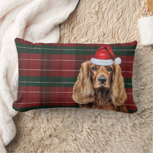 Coussin Rectangle Noël amateur de chien Cocker Spaniel plaid de fête