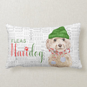 Coussin Rectangle Noël Amoureux des chiens Cockapoo Père Noël