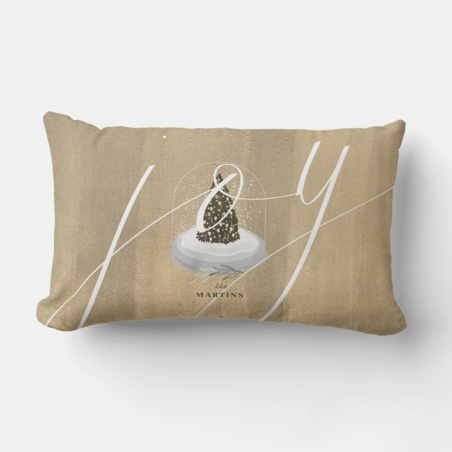 Coussin Rectangle Noël Arbre Globe Neige Or Joie Script Vacances (Recto)