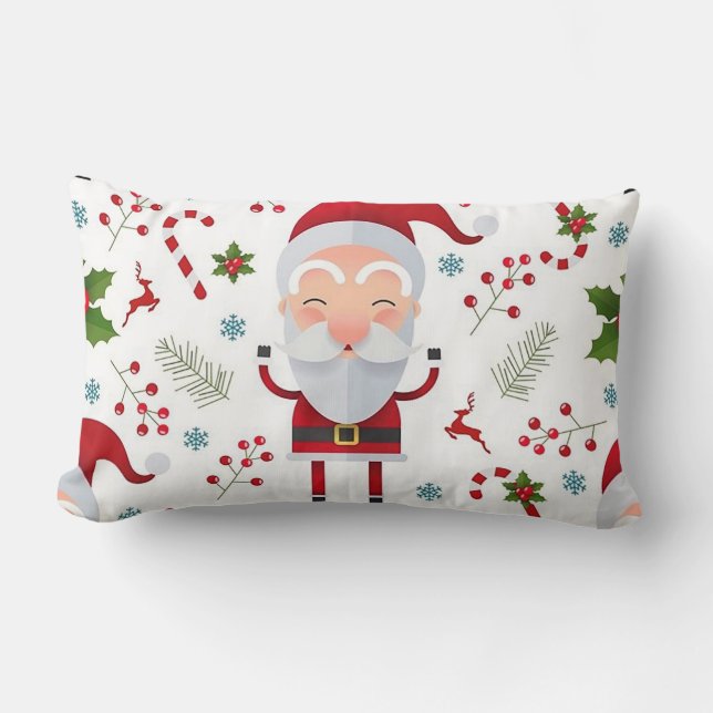 Coussin Rectangle « Noël au Père Noël avec du houx » (Recto)
