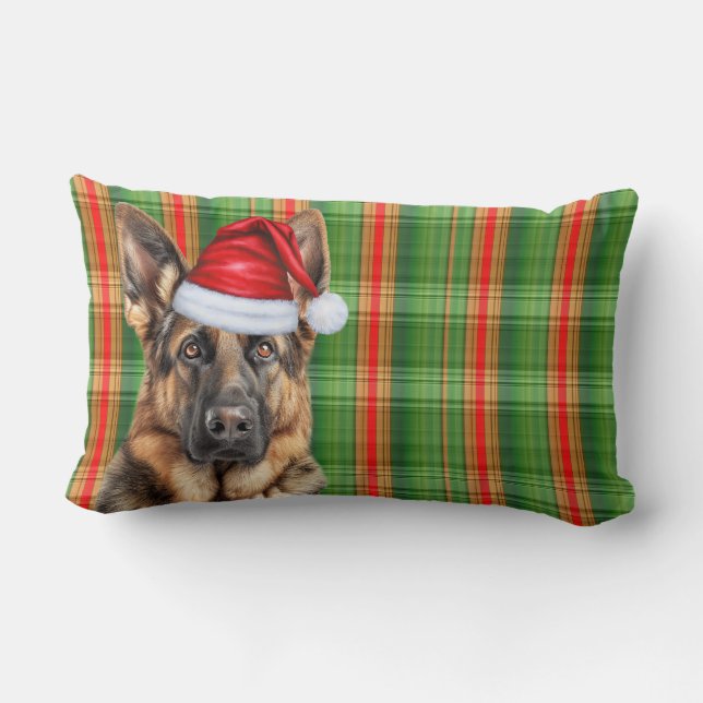 Coussin Rectangle Noël Berger Allemand Rouge Vert Carreaux Fête (Verso)