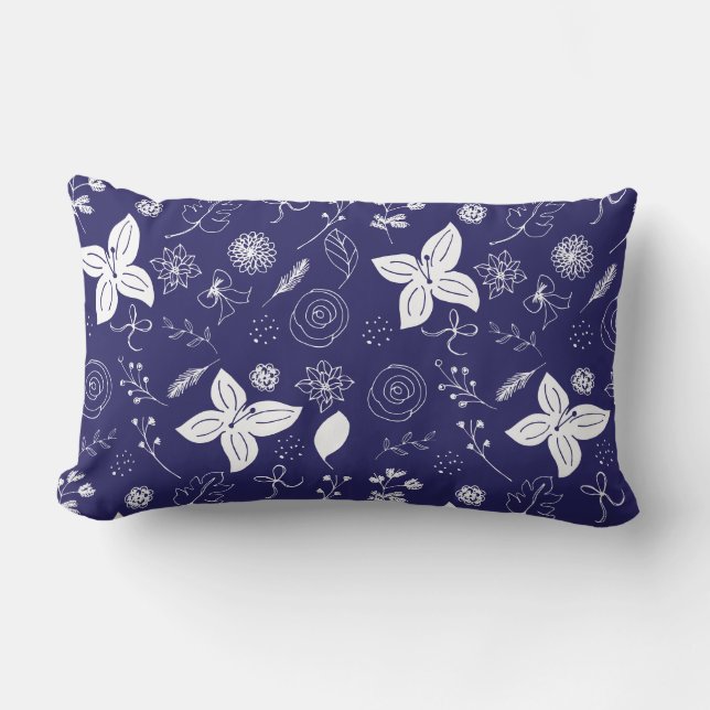 Coussin Rectangle Noël bleu marine (Recto)