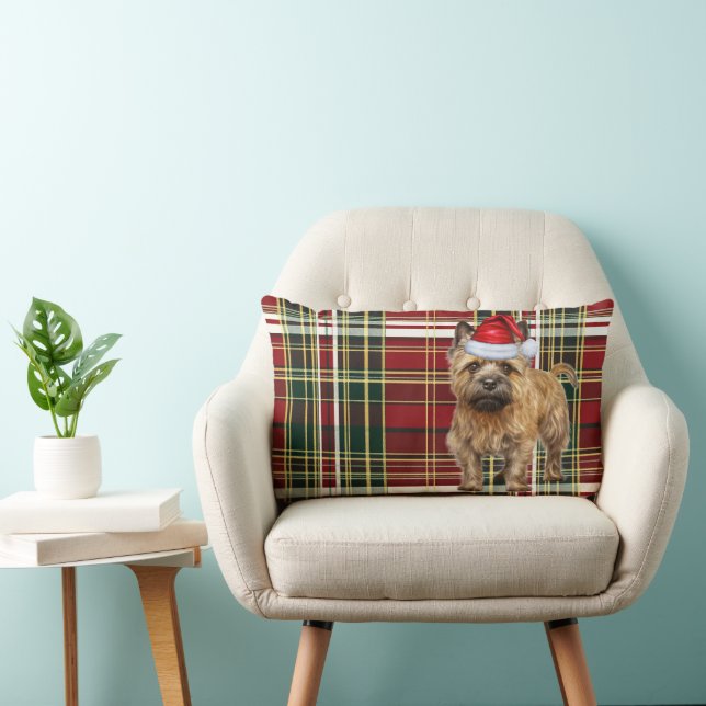 Coussin Rectangle Noël Cairn Terrier Dog Holiday Plaid (Chaise)