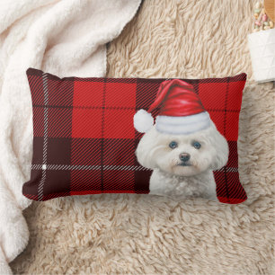 Coussin Rectangle Noël Coton de Tulee Chien Rouge Vacances Plaid