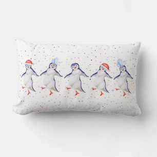 Coussin Rectangle Noël de Pingouin de danse mignonne
