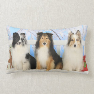 Coussin Rectangle Noël de trois couleurs de Sheltie