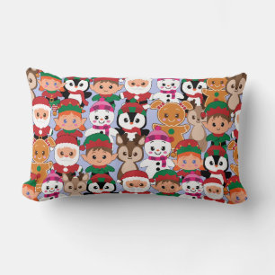 Coussin Rectangle Noël en peluche coloré avec de nombreuses professi
