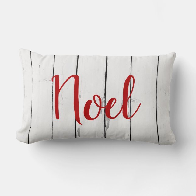 Coussin Rectangle Noel Holiday Wreath Shiplap Bois rustique (Recto)