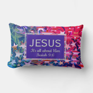 Coussin Rectangle Noël JESUS Ésaïe 9:6 ABSTRAIT PURPLE
