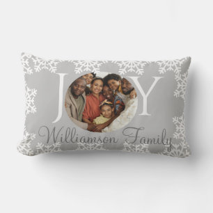 Coussin Rectangle Noël JOIE JOIE Argent avec blanc Flocon de neige V