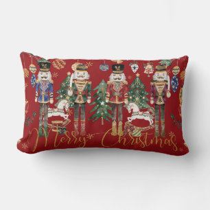 Coussin Rectangle Noël Joyeux Casse-Noisette Vintage Rouge Fête