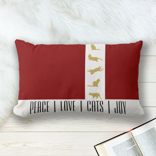 Coussin Rectangle Noël Moderne Rouge Blanc et Or pour les Amoureux d