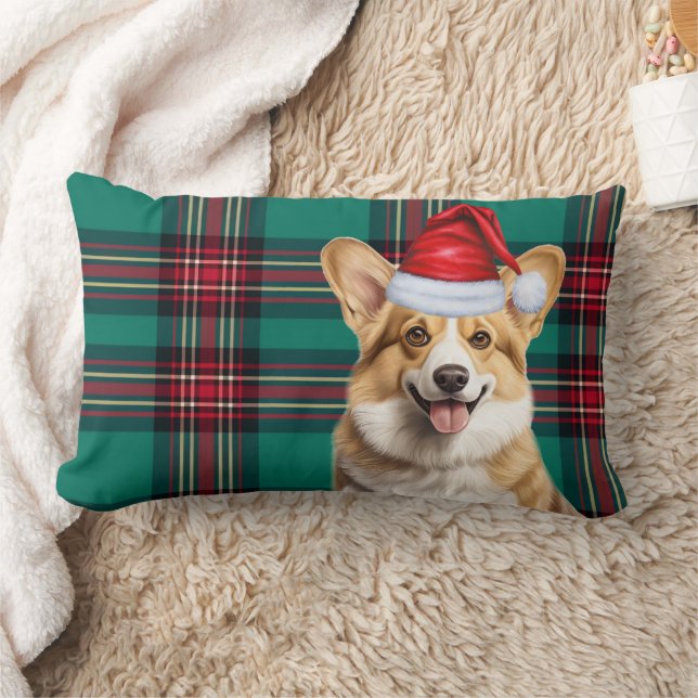 Coussin Rectangle Noël Pembroke Welsh Corgi Dog Holiday Plaid (Couverture)