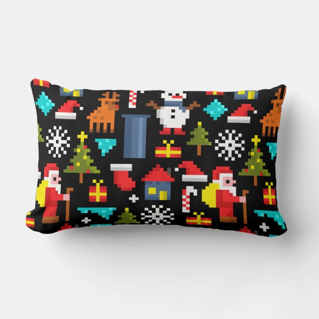 Coussin Rectangle Noël Pixel (Recto)