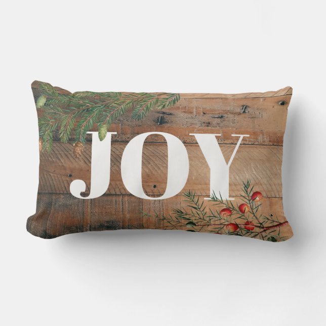 Coussin Rectangle Noël Rustic Wood Joie (Recto)