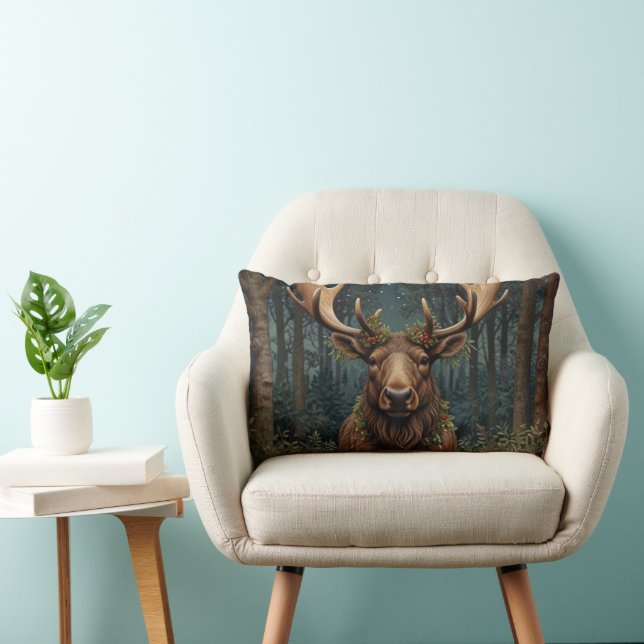 Coussin Rectangle Noël rustique élan cerf boho forêt sylvicole  (Chaise)