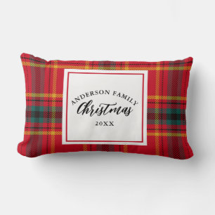Coussin Rectangle Noël Tartan Plaid Nom de famille Année