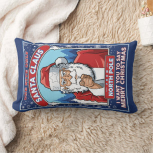 Coussin Rectangle Noël Vintage Père Noël dit Joyeux Noël