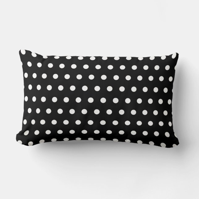 COUSSIN RECTANGLE NOIR BLANC À POIS PERSONNALISÉ STYLÉ SIMPLE (Recto)
