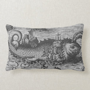 Coussin Rectangle Noir/blanc de monstre de mer/carreau de Kraken