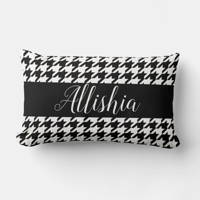 Coussin Rectangle Noir & Blanc Pied de fond & Lettres à la main Scri (Recto)