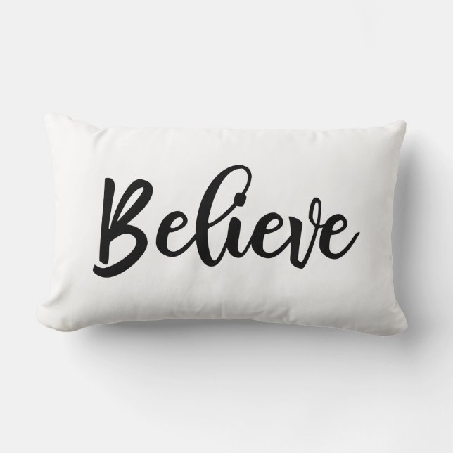 Coussin Rectangle Noir blanc Script croire Noël (Recto)