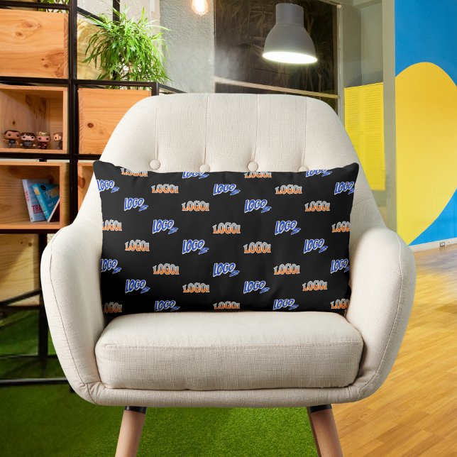 Coussin Rectangle Noir Deux logo Entreprise Promotion (Créateur téléchargé)