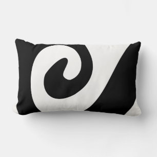 Coussin Rectangle Noir et blanc Abstrait organique moderne ondulé