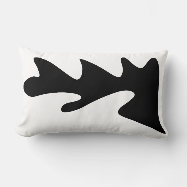 Coussin Rectangle Noir et Blanc Moderne Abstrait organique ondulé (Recto)