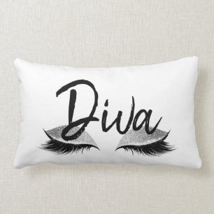 Coussin Rectangle Noir et blanc moderne de diva de maquillage de cil
