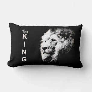 Coussin Rectangle Noir et blanc Moderne Pop Art Lion Modèle