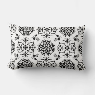 Coussin Rectangle Noir et blanc Vintage Style Floral Damask