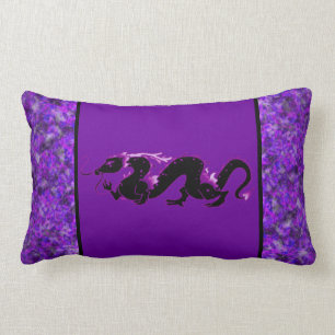 Coussin Rectangle Noir et pourpre de dragon de dragon