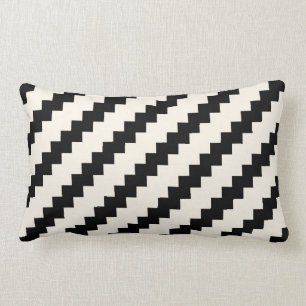 Coussin Rectangle Noir géométrique et crème de rayure de zigzag