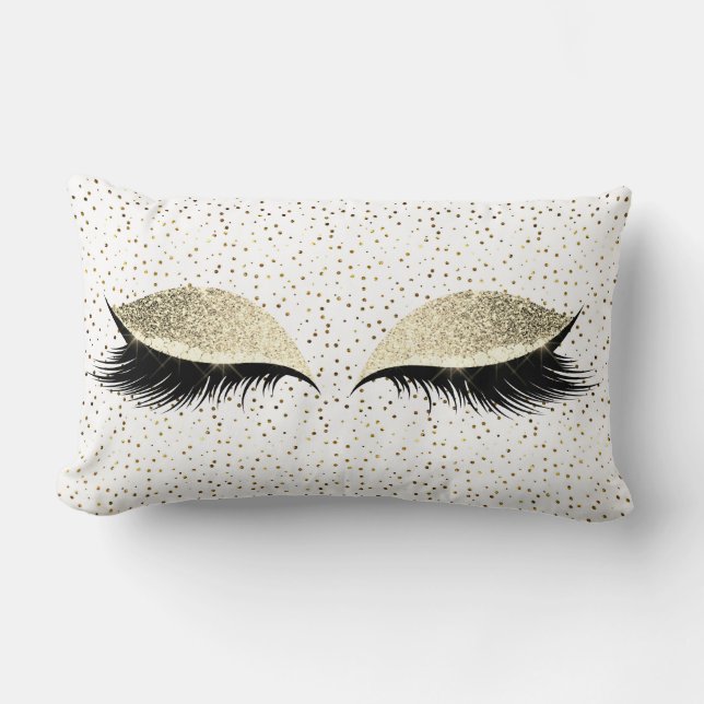 Coussin Rectangle Nom Confetti Parties scintillant Glam Gold Eyes La (Recto)