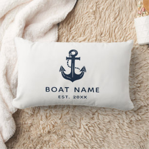 Coussin Rectangle Nom de bateau ancre nautique