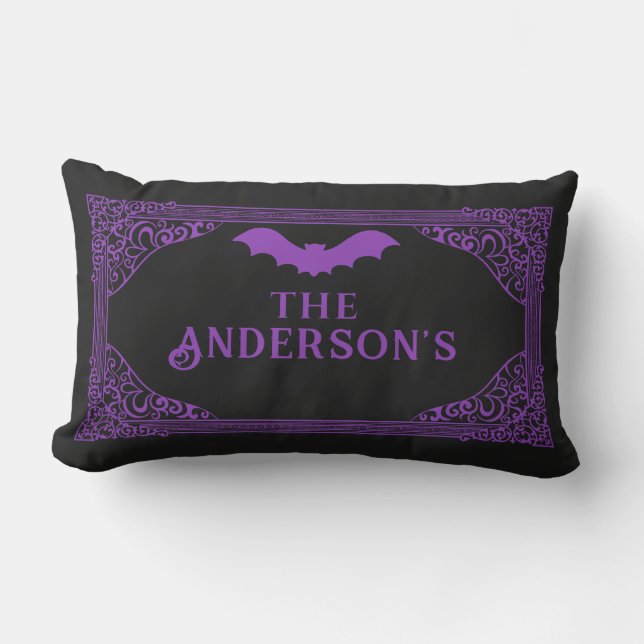 Coussin Rectangle Nom de chauve-souris violet noir Vampire Nom gothi (Recto)