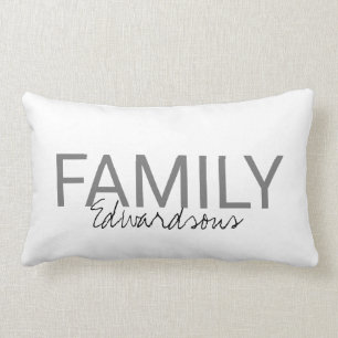 Coussin Rectangle Nom de famille blanc frais moderne de monogramme