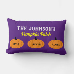 Coussin Rectangle Nom de famille de l'enfant Citrouille Patch Hallow