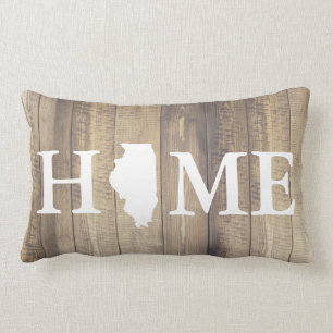 Coussin Rectangle Nom de famille du bois rustique de l'Illinois de