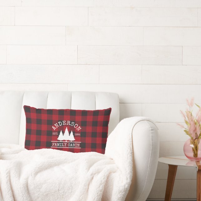 Coussin Rectangle Nom de famille du cabine Red Buffalo Plaid (Canapé)