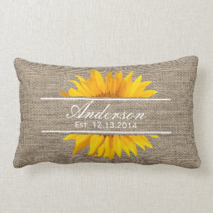Coussin Rectangle Nom de famille établi par famille de toile de jute