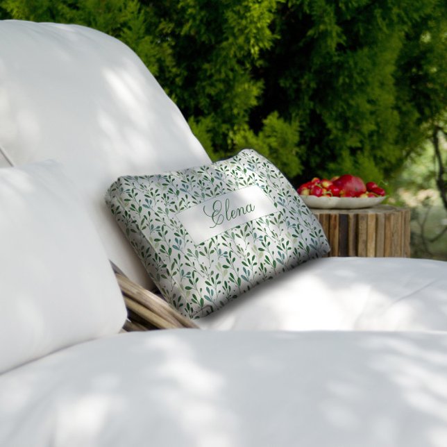 Coussin Rectangle Nom de feuille motif vert (Créateur téléchargé)
