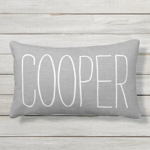 Coussin Rectangle Nom de gris rustique Monogramme